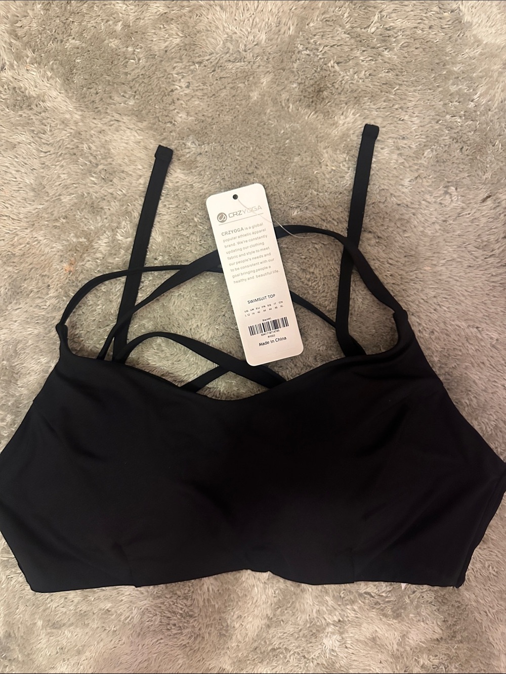 CRZ YOGA Black Strappy Crisscross Swim Top